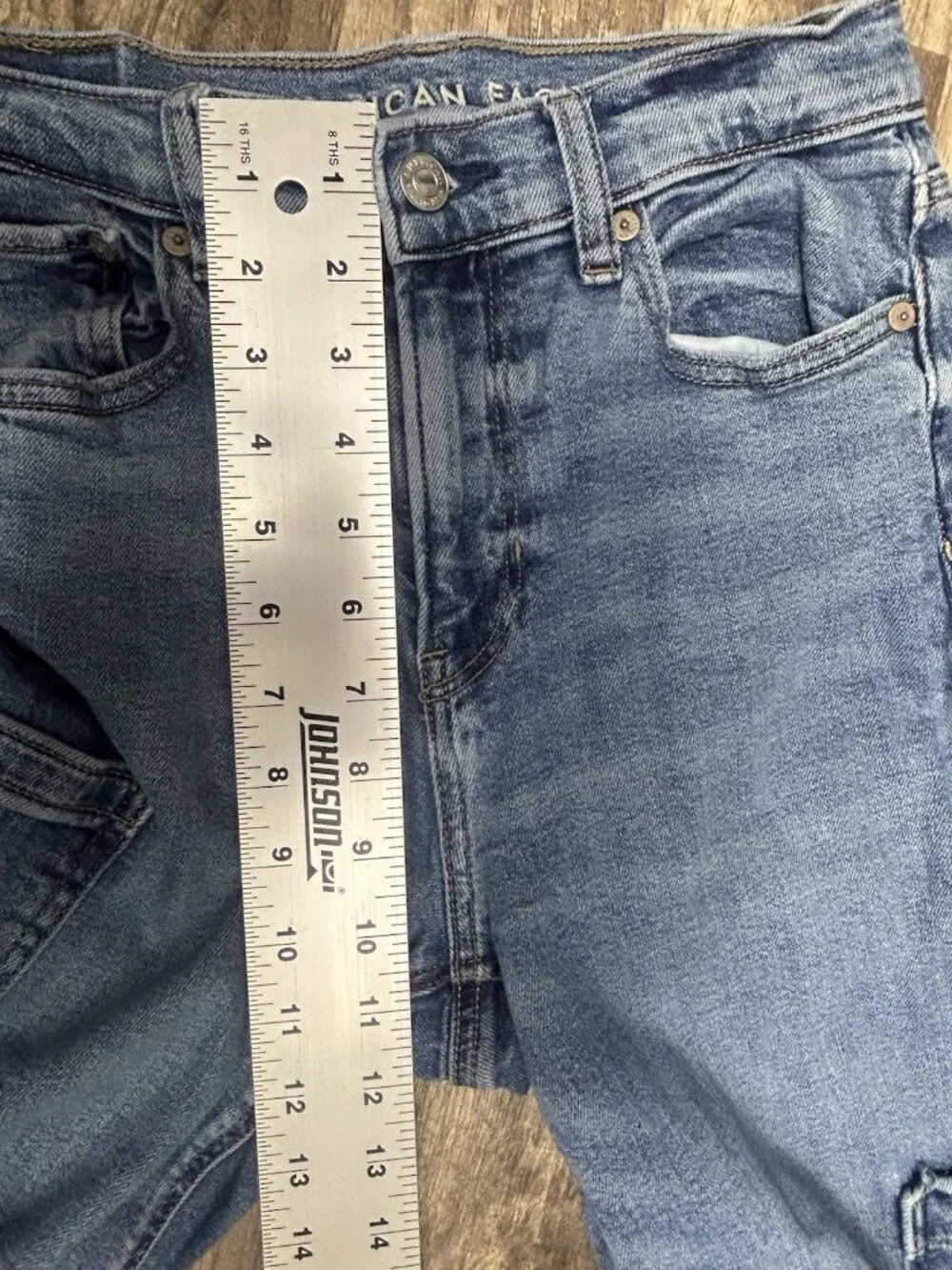 American Eagle Jeans Womens O (26x30) Cargo Super High Rise Baggy Straight Blue
